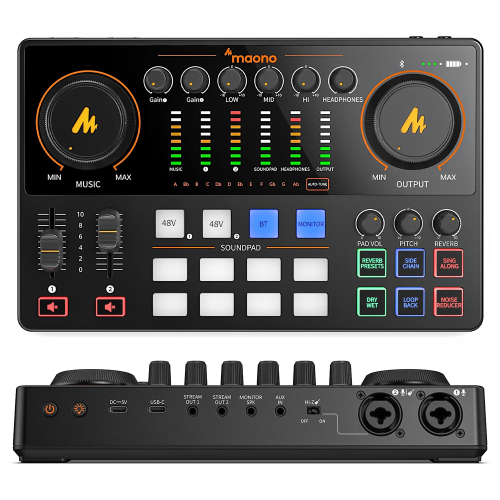 MaonoCaster E2 Gen2 Audio Interface Mixer with Dual XLR Input for Dual Podcast Live Streaming Gaming Audio Interfaces Sound Card