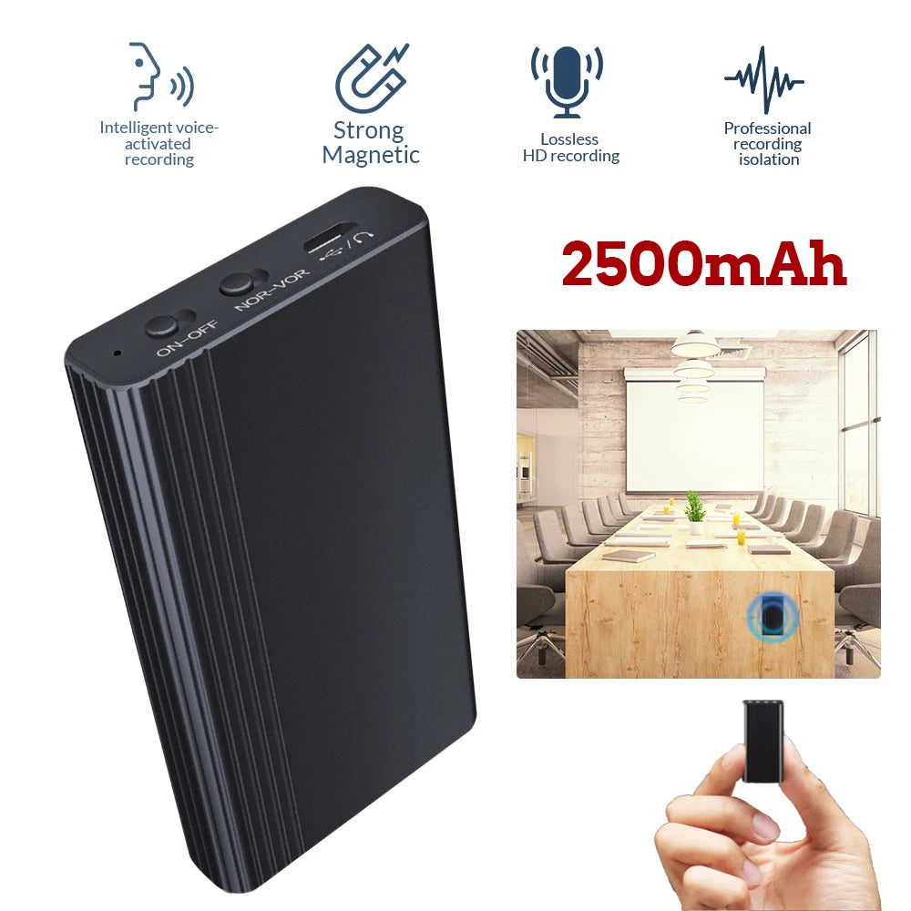 500Hour Mini Activated Voice Recorder Digital Audio Magnetic MP3 Player High-capacity battery Noise Reduce Sound Dictaphone