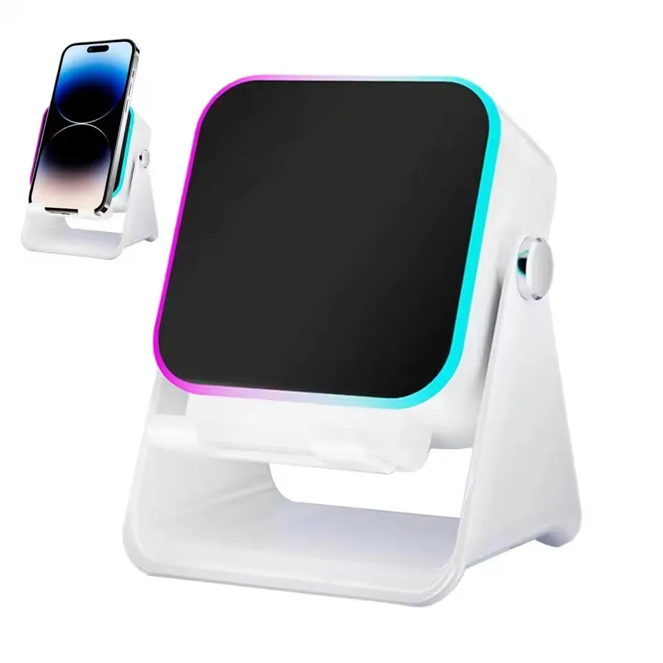 NEW 5 In 1 Auto-induction Wireless Induction Speaker 8 Mode RGB Light Phone Stand Surround Sound Portable Bluetooth Phone Holder